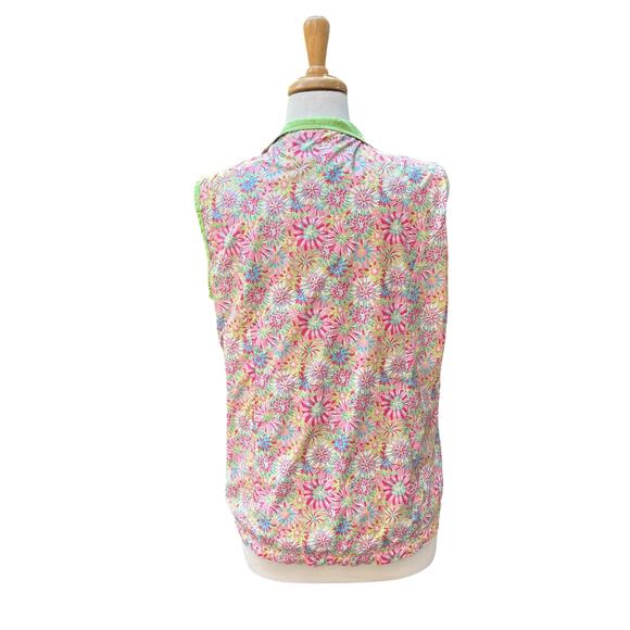 Peter Millar Vest Sz L E4 Wind Performance Golf Green Floral Reversible Full Zip - Picture 3 of 11